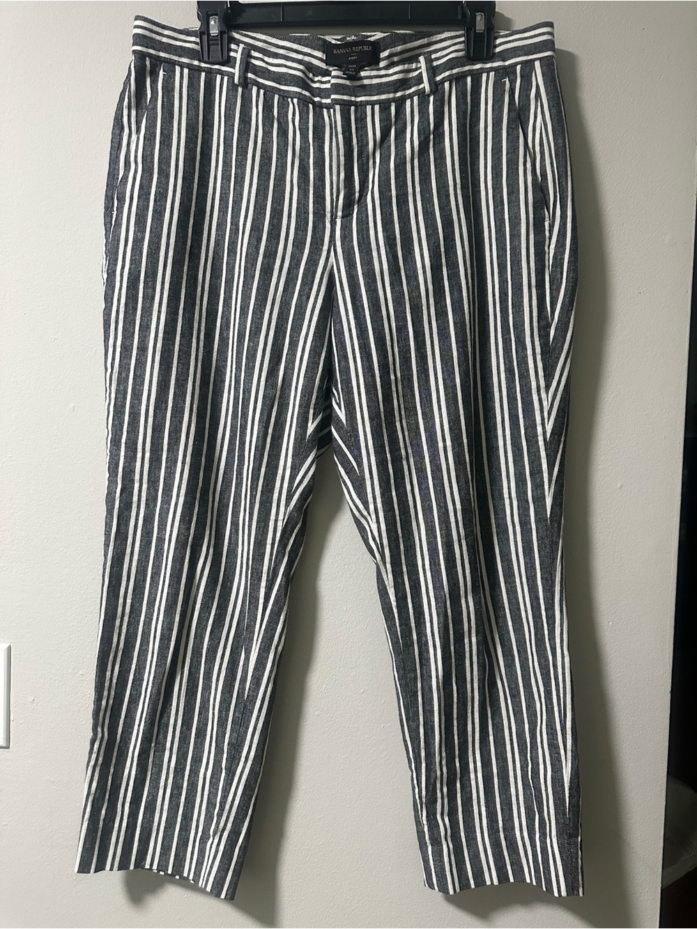 Banana Republic Navy & White Vertical Stripe Chinos